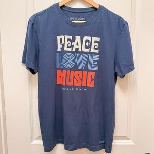 Life Is Good Peace Love Music Crusher T-Shirt Size S